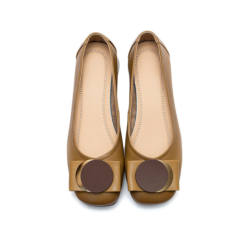 Spring Summer Retro Leather Wedge Shoes