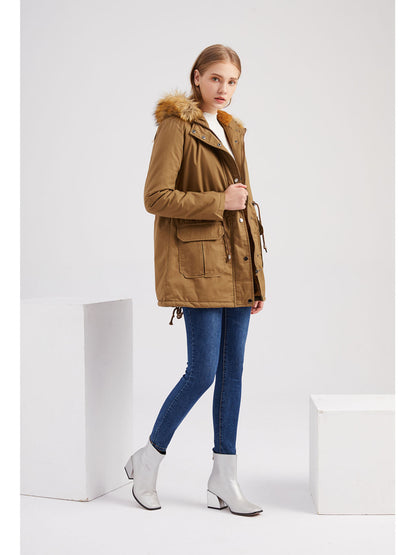 Coat Street Daily Winter Plush Long Coat Color Oversized Fur Warm Coat