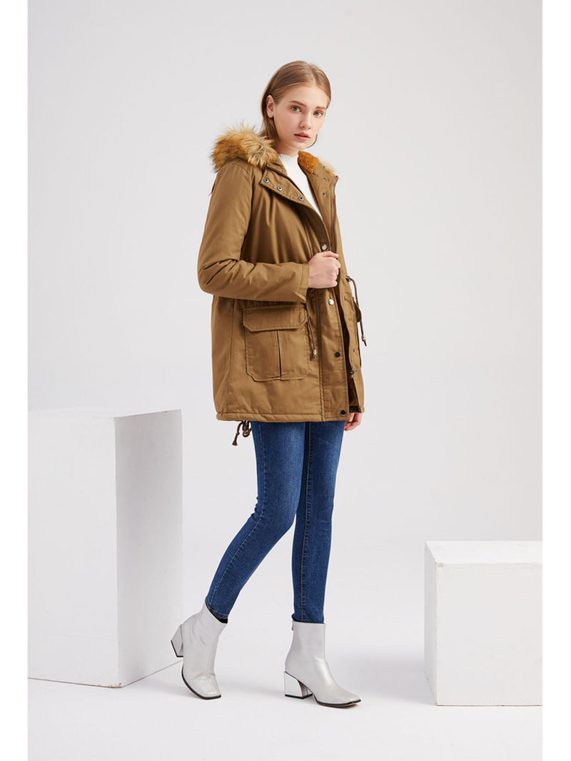 Coat Street Daily Winter Plush Long Coat Color Oversized Fur Warm Coat