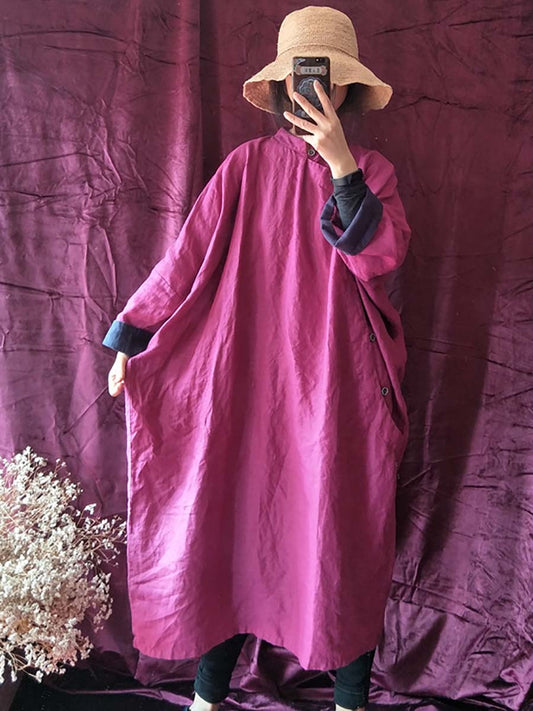 Embroidery Linen Breasted Loose Dress