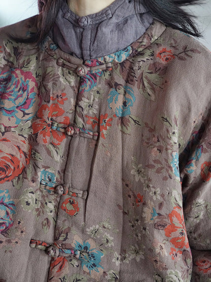 Print Two-piece Hooded Thick Padded Coat