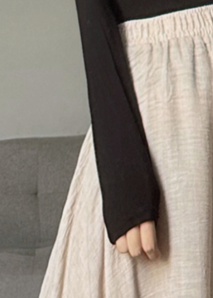 Color Geometry Elastic Waist Exra Large Hem Linen Skirts Spring