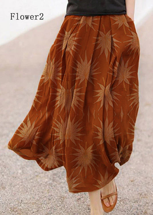 Retro Checkered Pattern Pockets Linen Skirt Summer