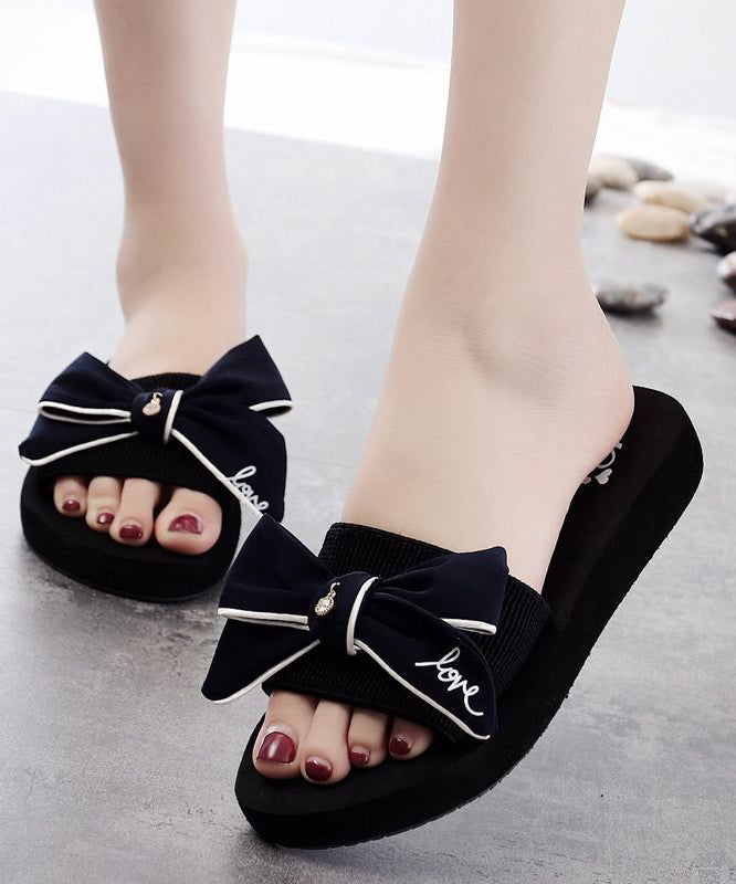 Black Bow Slide Sandals for