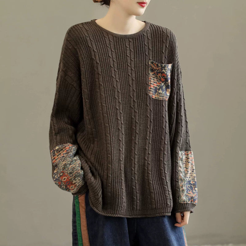 Retro Cotton Knitted Autumn Pullover Sweater