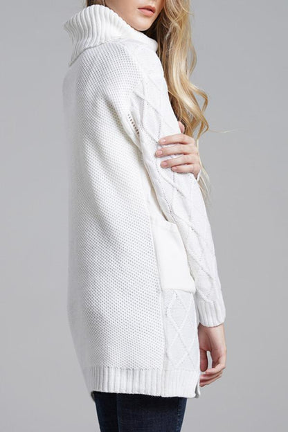 Turtleneck Long Knitting Split Sweater