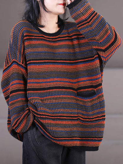 Loose Striped Long Sleeve Sweater