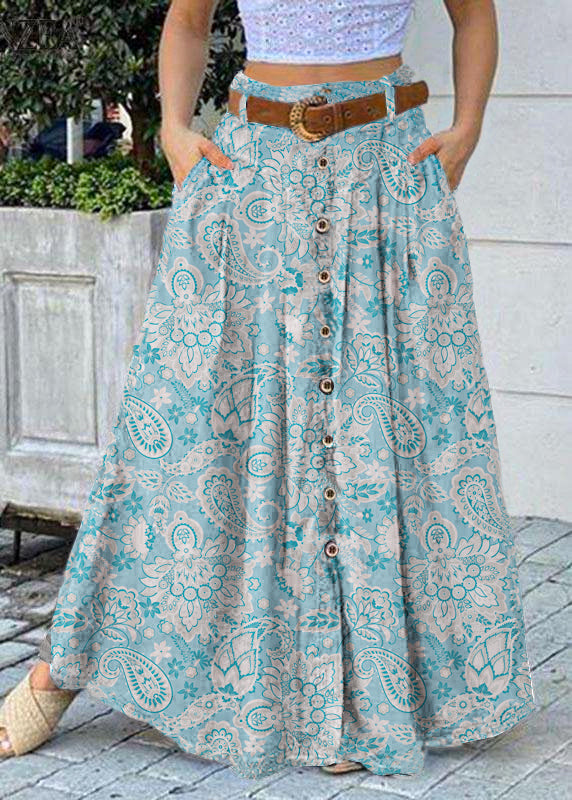 Yellow Polka Dots Bottom Front Loose Long Skirt With Pocket