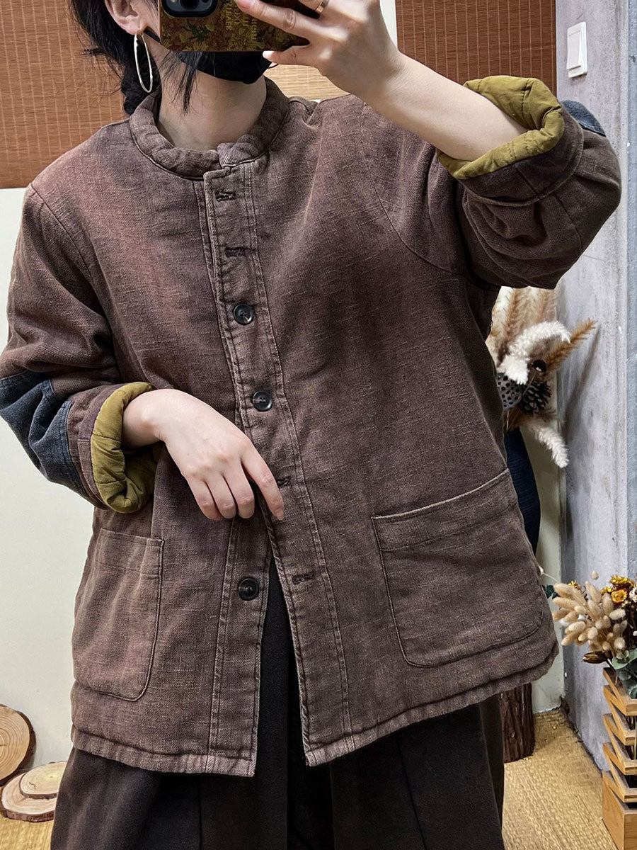 Patchwork Single Breasted Thick Coat