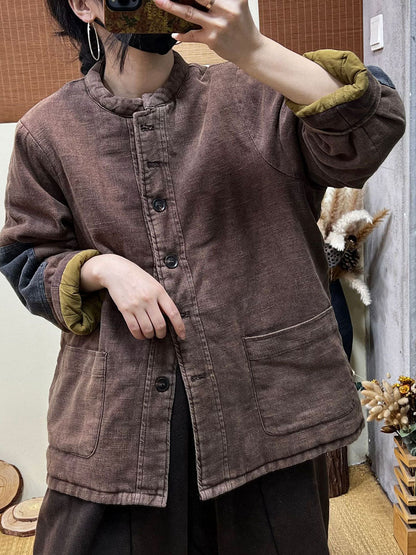 Patchwork Single Breasted Thick Coat