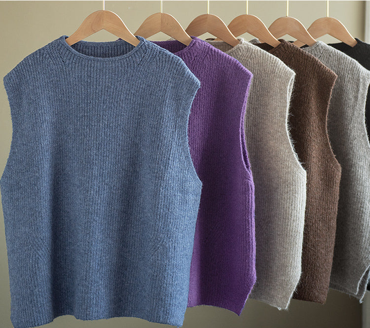Temperament Loose Sleeveless Pullover Vest Literary Color Vest