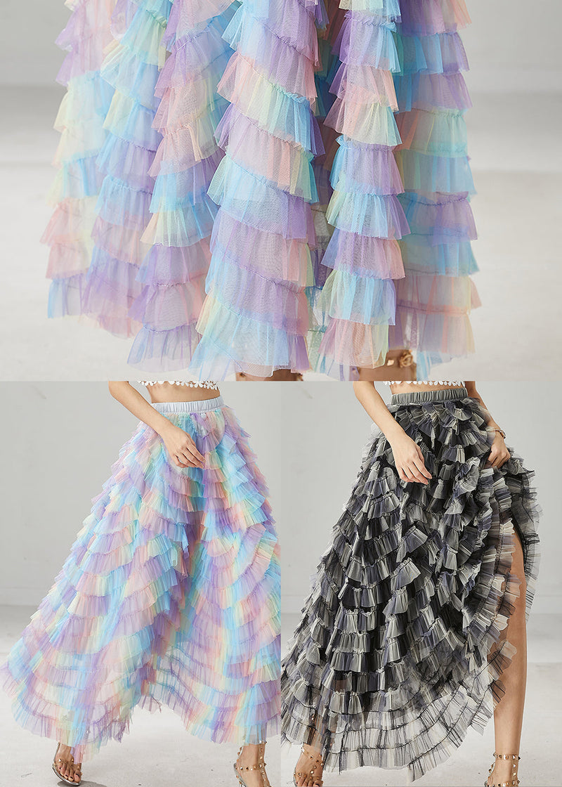 Black Gradient Color Tulle Skirt Exra Large Hem Summer