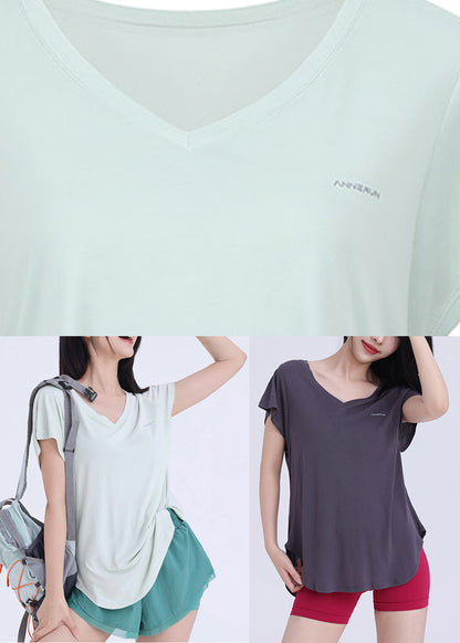 Dark Grey V Neck Yoga Wrap Top