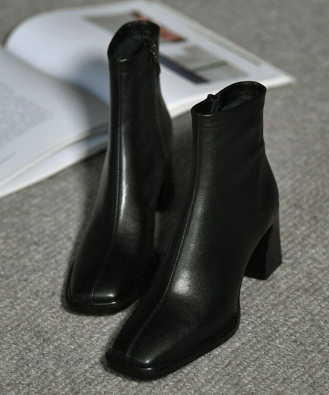 Khaki Zippered Faux Leather Boots High Heels