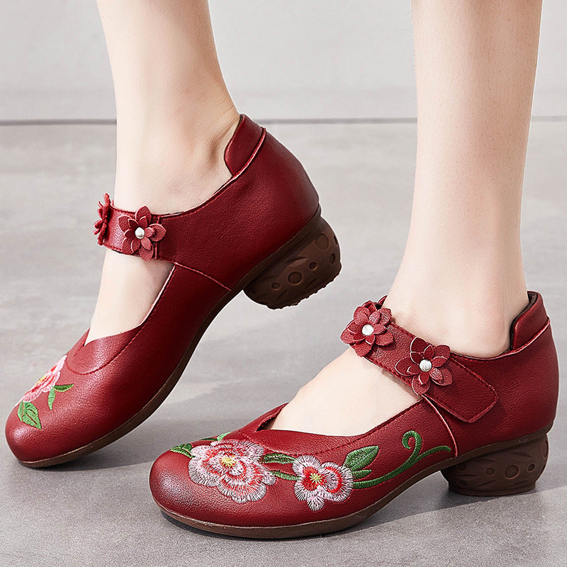 Embroidery Leather Shoes