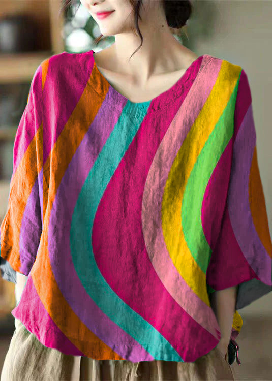 Grace Green O-neck Embroidered Linen Top Long Sleeve