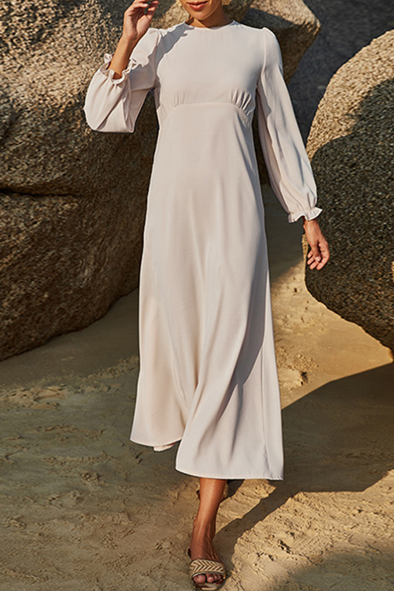 Split Joint Stringy Selvedge O Neck Waist Dresses