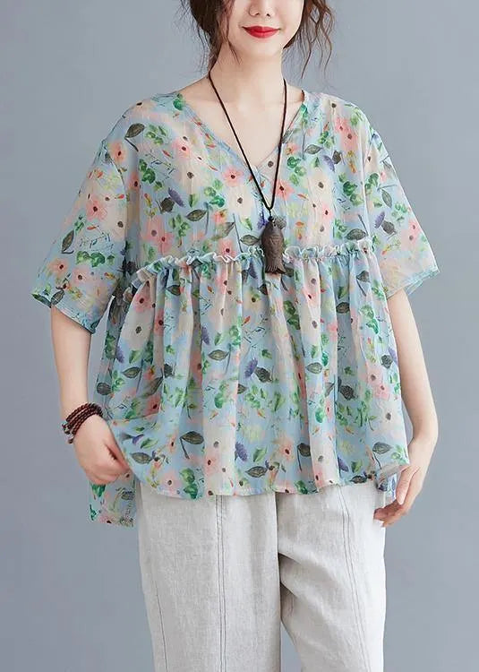 Organic V Neck Ruffles Summer Tops Ideas Blouse