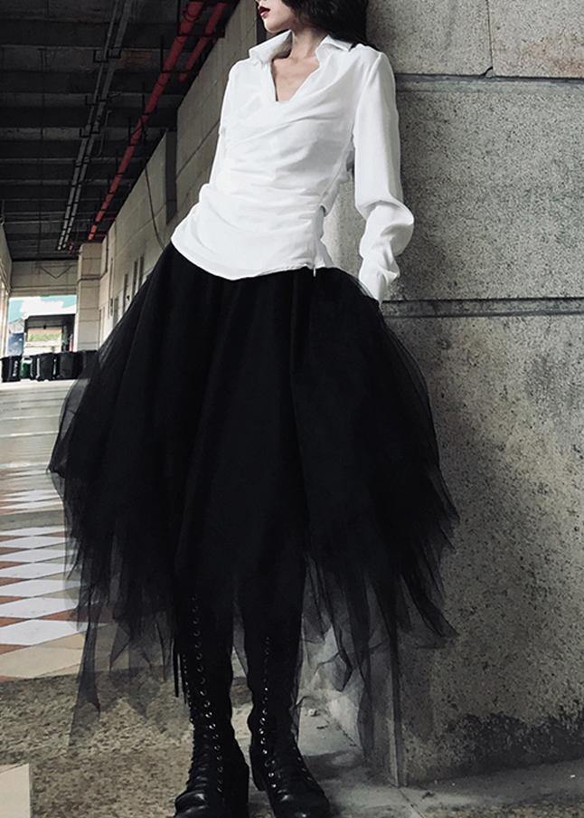 Black Asymmetrical Design Patchwork Skirts Summer