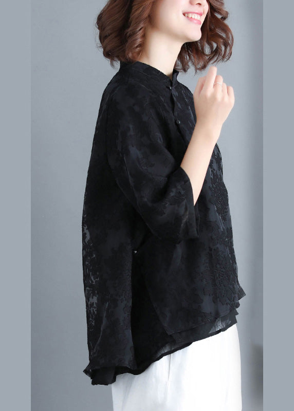 French Button Lace Clothes Inspiration Black Clothing Shirt Summer
