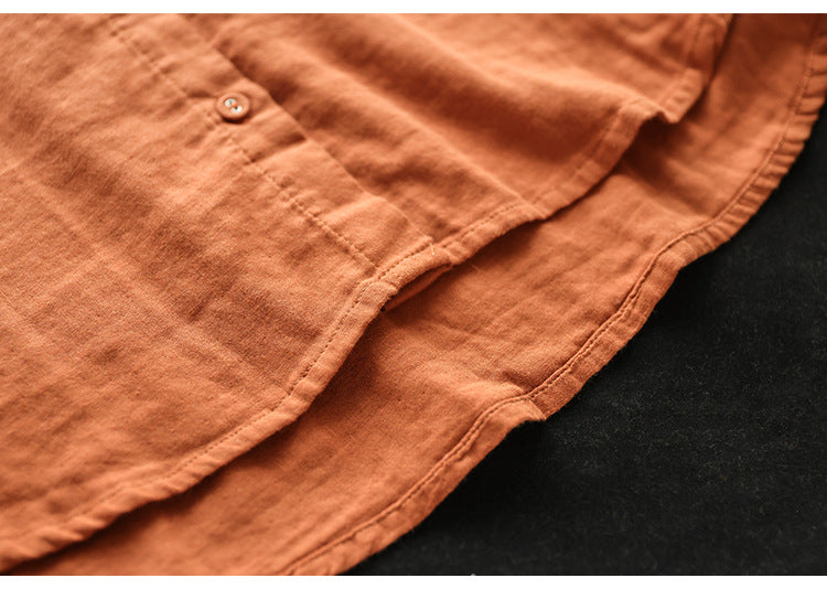 Art Double Layer Cotton Long Sleeve Embroidery Shirt