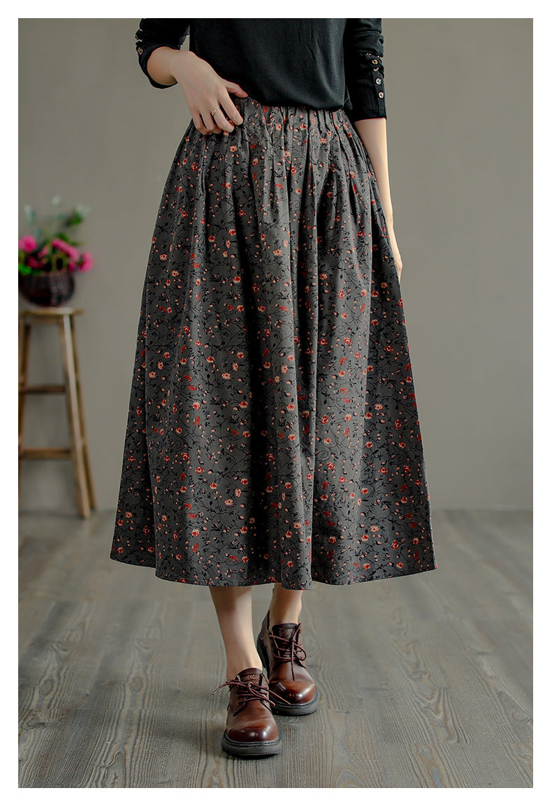 Retro Literary Mid-length Skirt