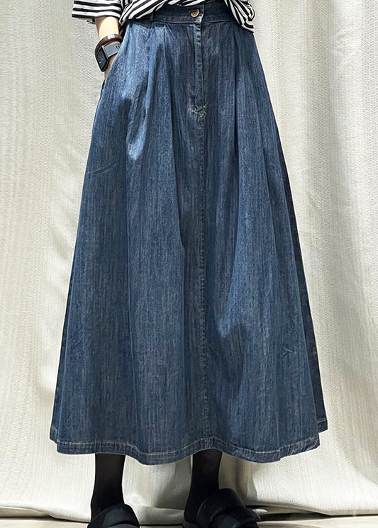 New Deep Blue Thin High Waisted Denim Skirts for Summer