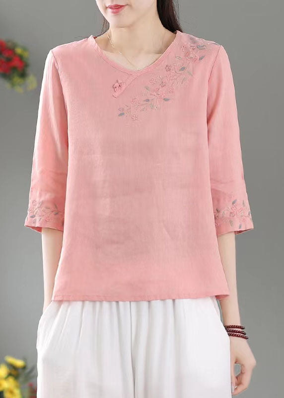 Stylish Yellow Embroidered Shirt Tops Half Sleeve