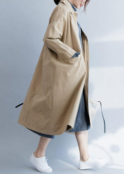 Natural Lapel Pockets Clothes Khaki Art Coats Fall