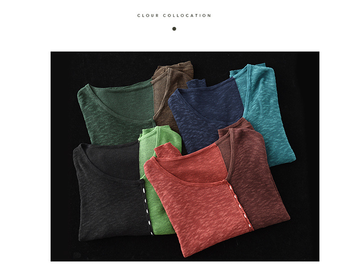 New Literary Retro Color Matching Knitted Top