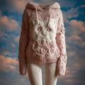 Cute Cat Face Embroidered Cozy Hooded Sweater elevenforest