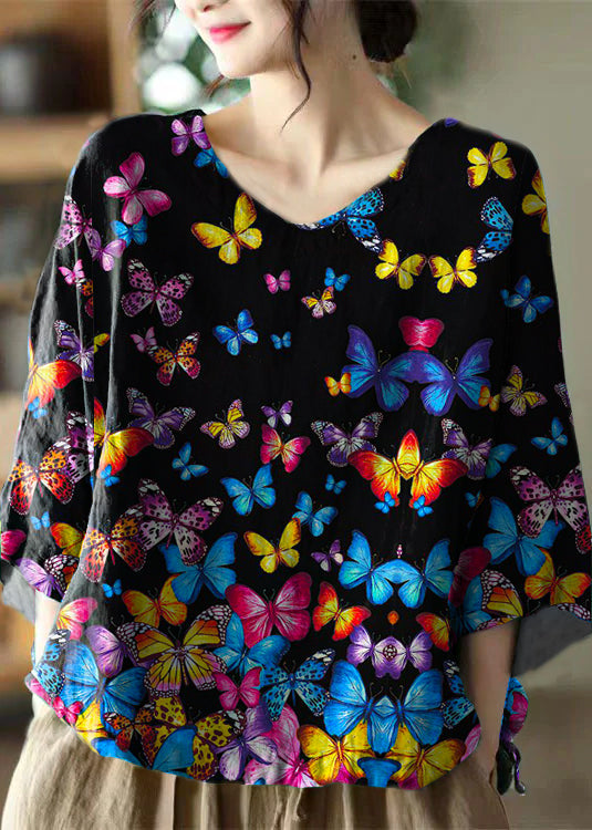 Grace Green O-neck Embroidered Linen Top Long Sleeve