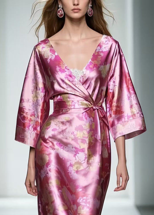 Rose Tie Waist Patchwork Lace Long Dresses Summer