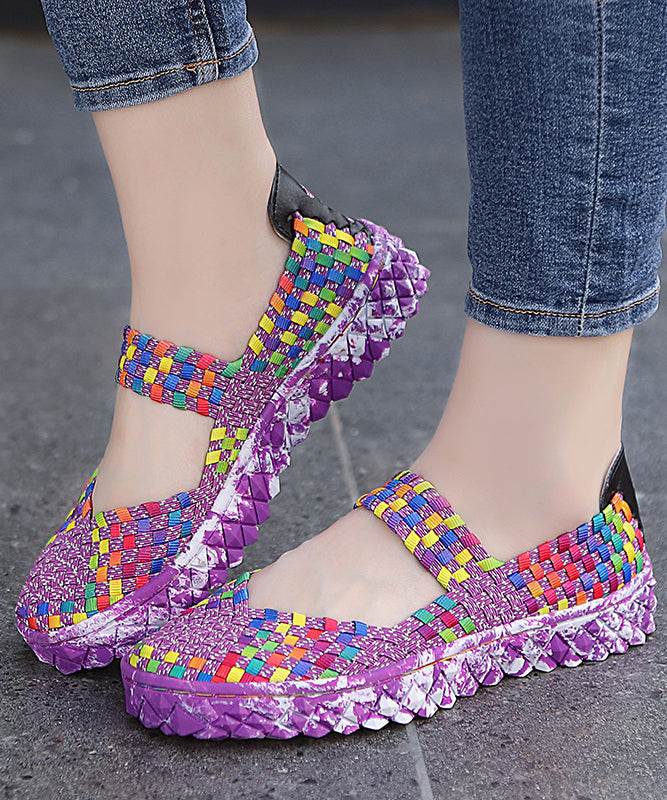 Splicing Flat Shoes for Rose Knit Fabric