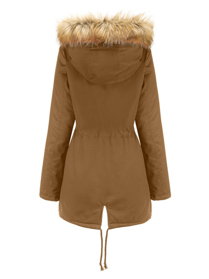 Coat Street Daily Winter Plush Long Coat Color Oversized Fur Warm Coat
