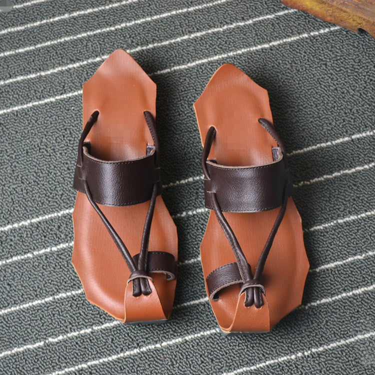 Retro Leather Handmade Slippers
