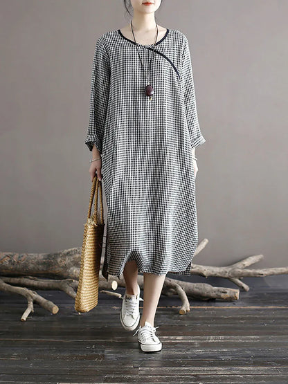 Spring National Plaid Split Hem Dress