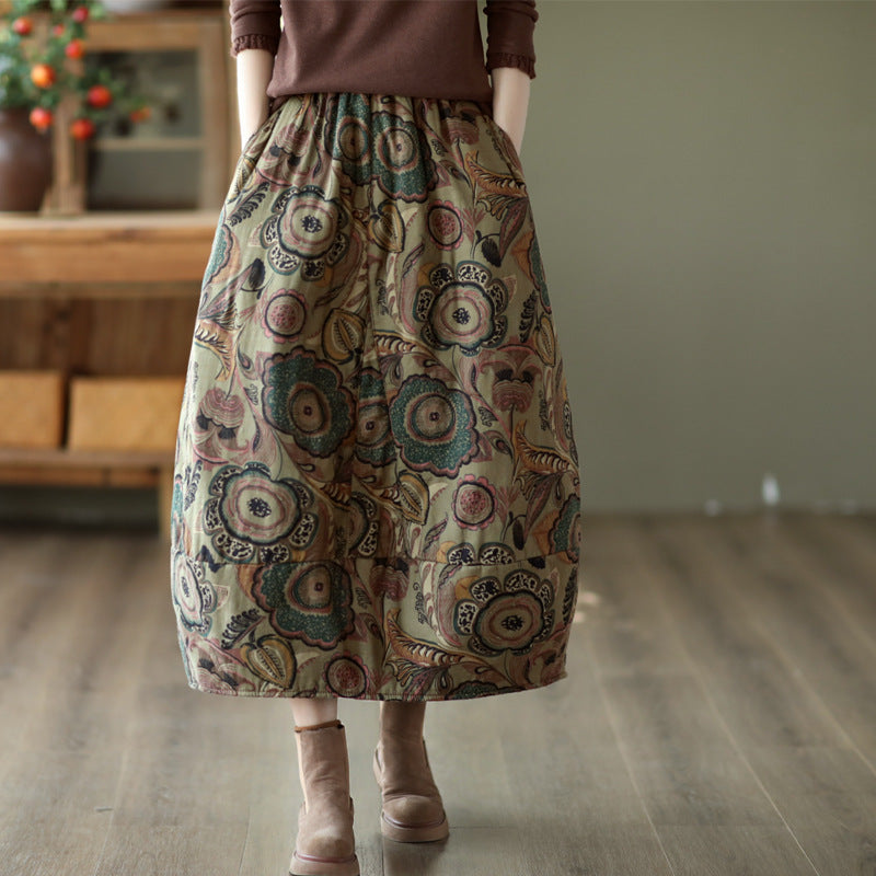 Style Padded Quilted Printed Skirt
