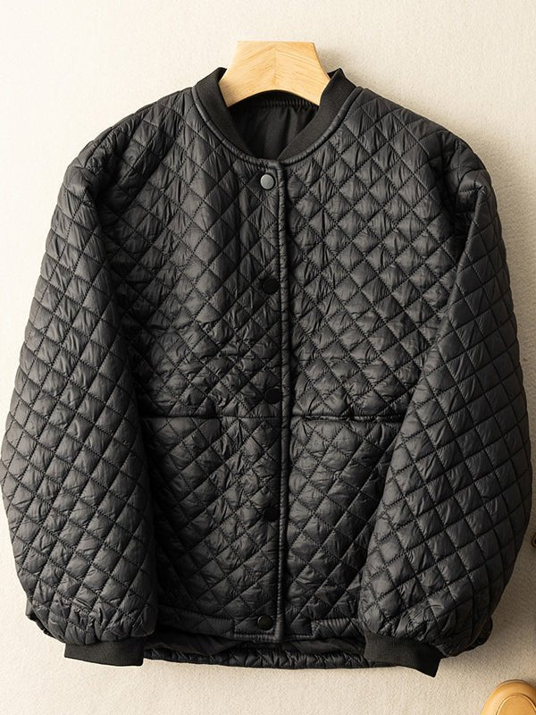 Loose Diamond Plaid Color 100% Natural Fabric Coat