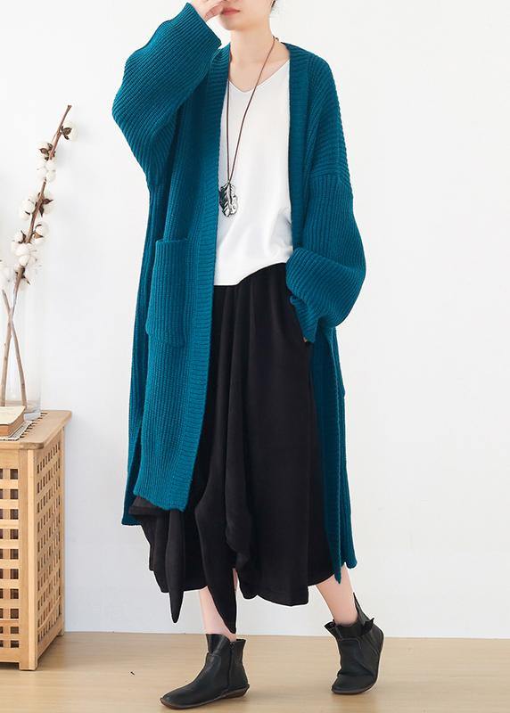 Oversized Knit Sweat Tops Oversize Blue Side Open Knitted Cardigans