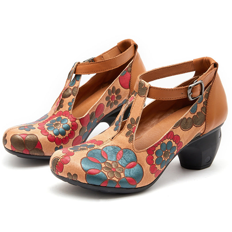Autumn Retro Leather Pump Shoes