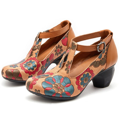 Autumn Retro Leather Pump Shoes