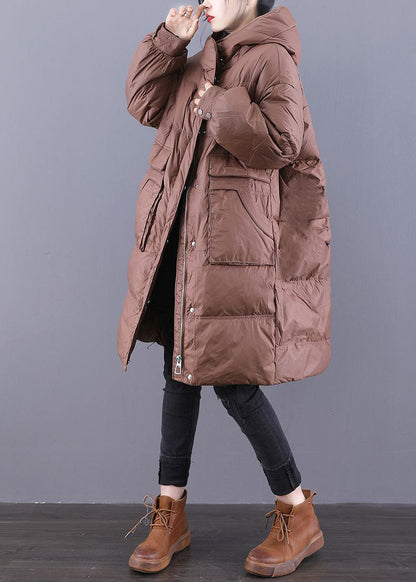 Italian Coffee Original Design Hooded Oversized Duck Down Puffers Jackets Winter