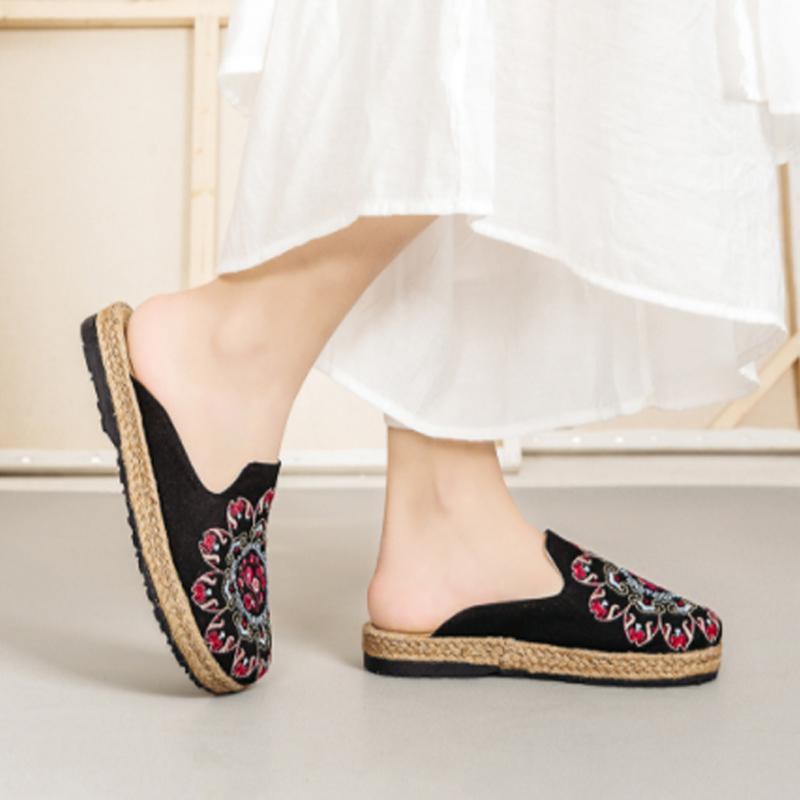 Embroidered Flats Home Slippers