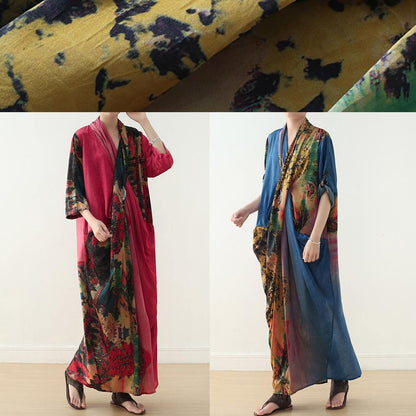 Beach Red Print Chiffon Clothes for V Neck Patchwork Dresses Dresses