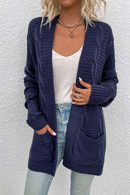 Mid-length Twisted Rope Cardigan