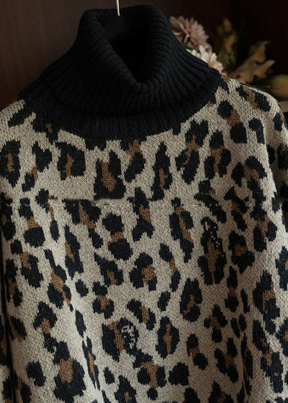 Drawstring Print Thick Wool Knit Sweater Fall