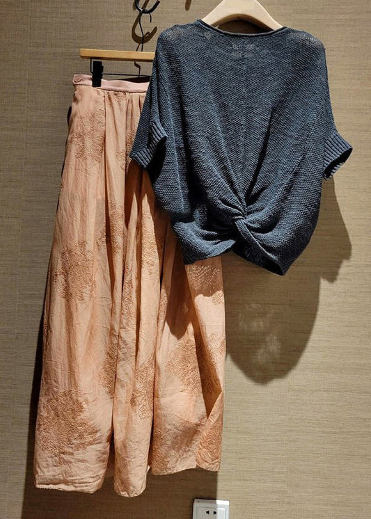 New Ice Silk Top and Skirt Jacquard Silk Two Pieces Set Summer