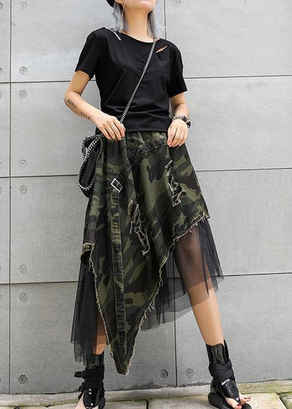 Mid-length Skirt Summer Camouflage Leopard Large Size Female Irregular Skirt