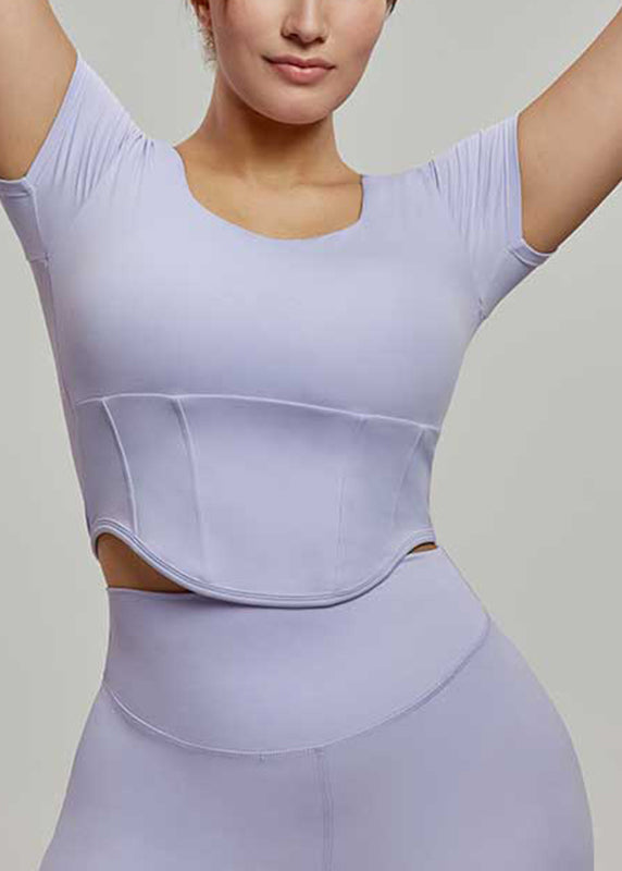 Black O-neck O-neck Short Sleeve Yoga Top